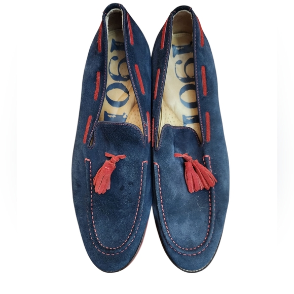 1901 Other - Vintage 1901 Nordstorm Navy Suede Slippers With Red Tassels Size 12M Preloved